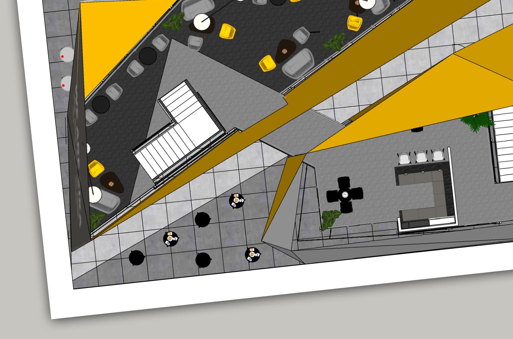 Grundriss-Zeichnung des Sika-Messestandes für die Messe BAU 2025